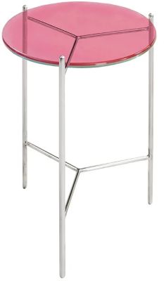 Bolt Glass Side Table (Short - Pink)