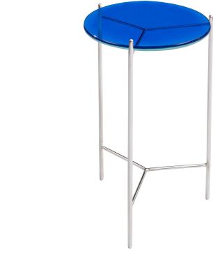Bolt Glass Side Table (Tall - Blue)
