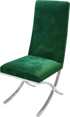 Lidia Dining Chair with (Set of 2 - Green Velvet)