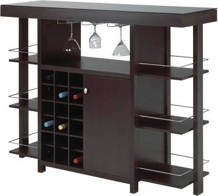 Bar Cabinet with Smoked Glass Top (Espresso)