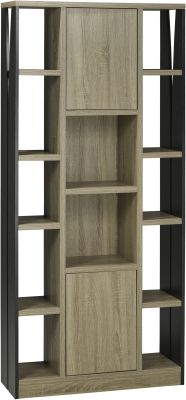Multi-Tier Display Cabinet with Storage (Dark Taupe & Black)