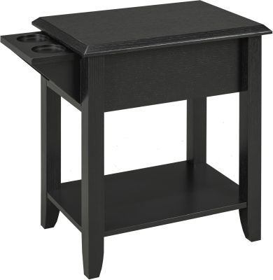 Telephone Stand with Storage Drawer and Cupholders (Black)