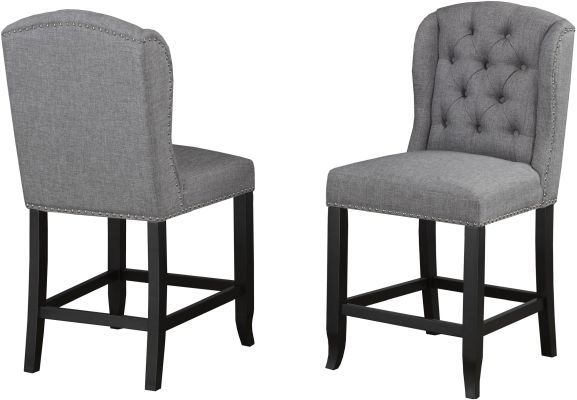 Memphis Tufted 24 Inch  Counter Stool with Nail-Head Trim (Set of 2 - Grey)