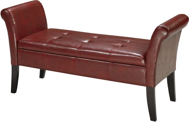 Tufted Accent Bench with Storage (Red)