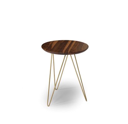Solo Accent Table - (Walnut Top-Gold Base)