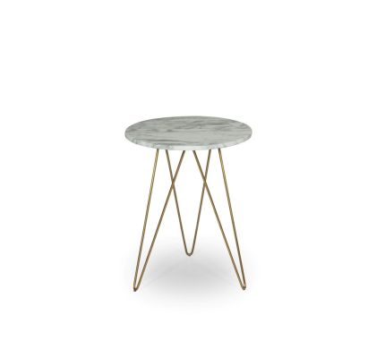 Solo Accent Table - (Marble Top-Gold Base)