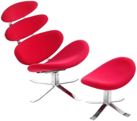 Petal Lounge Chair & Ottoman (Red)