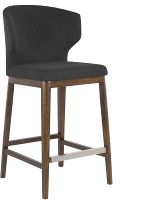 Cabo Bar Stool (Dark Grey Seat With Solid Wood Base)