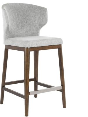 Cabo Counter Stool (Light Grey Seat With Solid Wood Base)