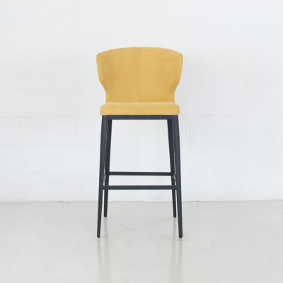 Cabo Bar Stool (Chenille Spicy Mustard Seat With Metal Base)