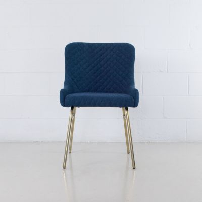 Colette Chair (Set of 2 - Dark Blue With Gold Color Base)