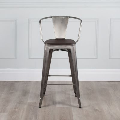 Rochelle Arm Bar Stool With Wood Seat (Set of 2)