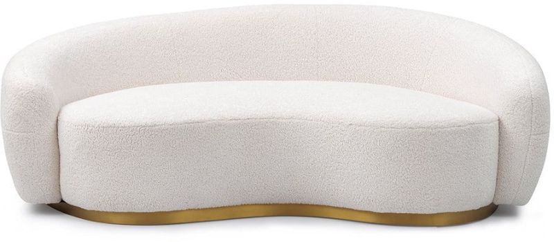 Amelia Curved Loveseat (White Boucle Fabric)
