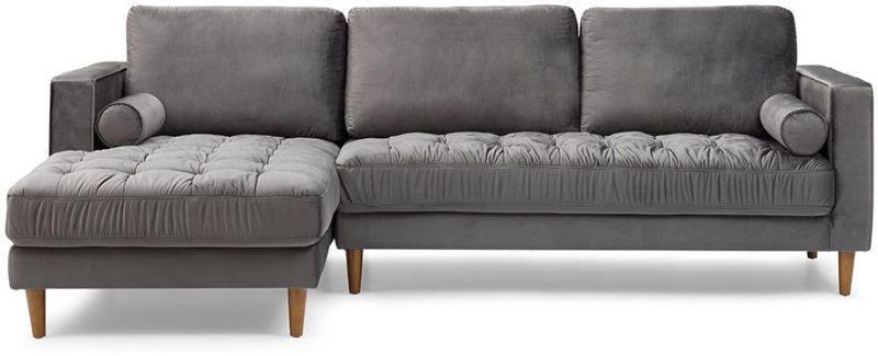 Bente Tufted Velvet Sectional Sofa (Left - Grey)