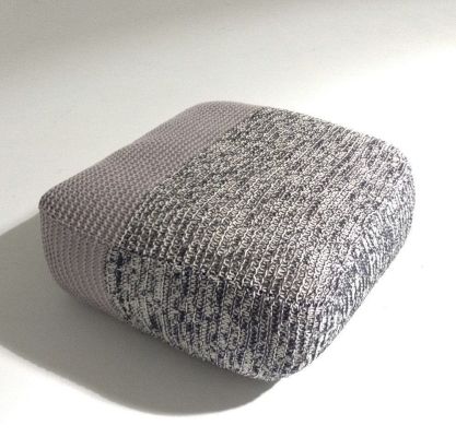 Handmade Knitted Floor Cushion (Mottled Grey & Ashes Of Roses)