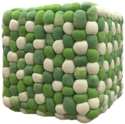 Handmade Woolen Pebble Pouf (Green)