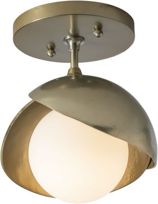 Brooklyn 1-Light Double Shade Semi-Flush (Modern Brass - Modern Brass & Opal Glass)