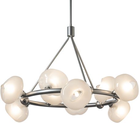 Ume 9-Light Ring Pendant (Sterling & Frosted Glass)