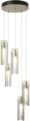 Exos Glass 5-Light Pendant (Modern Brass & Clear Glass)