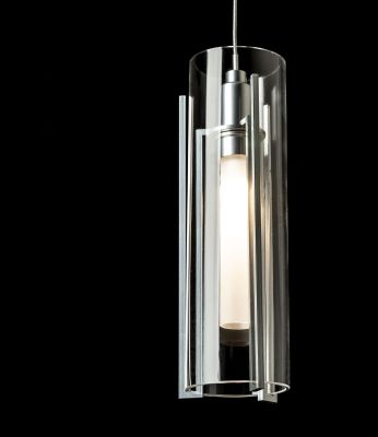 Exos Glass 10-Light Pendant (Sterling & Clear Glass)