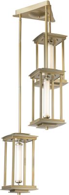 Athena Triple LED Lantern (Short - Modern Brass & Clear Glass)