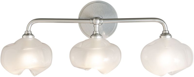 Ume 3-Light Curved Arm Bath Sconce (Sterling - Sterling & Frosted Glass)