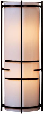 Extended Bars Sconce (Bronze & White Art Glass)