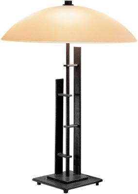 Metra Double Table Lamp (Black & Opal Glass)