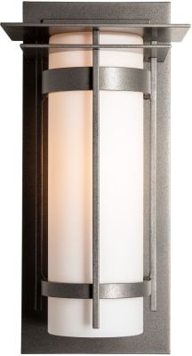 Banded with Top Plate Outdoor Sconce (Coastal Natural Iron & Opal Glass)