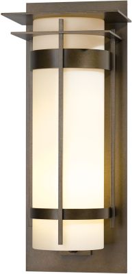 Banded with Top Plate Extra Outdoor Sconce (Large - Coastal Bronze & Opal Glass)
