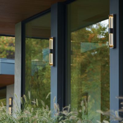 Double Axis LED Outdoor Sconce (Small - Coastal Dark Smoke & Clear Glass)