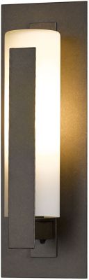 Forged Vertical Bars Outdoor Sconce (Small - Coastal Bronze & Opal Glass)