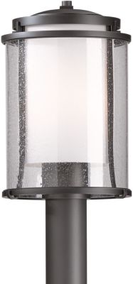 Meridian Outdoor Post Light (Coastal Dark Smoke & Seeded Glass with Opal Diffuser)