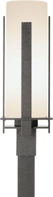 Forged Vertical Bars Outdoor Post Light (Coastal Natural Iron & Opal Glass)