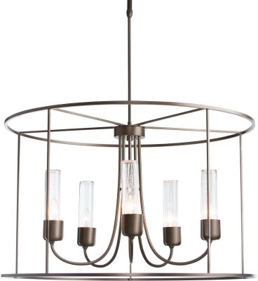 Portico Drum Outdoor Pendant (Coastal Bronze & Seeded Clear Glass)