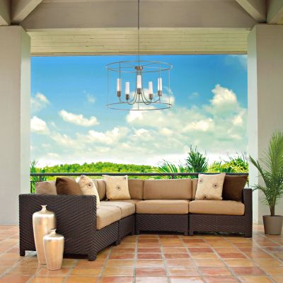 Portico Drum Outdoor Pendant (Coastal Burnished Steel & Seeded Clear Glass)