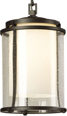 Meridian Outdoor Ceiling Fixture (Large - Coastal Dark Smoke & Seeded Glass with Opal Diffuser)