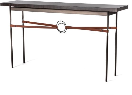 Equus Wood Top Console Table (Dark Smoke with Brown Wood Top)