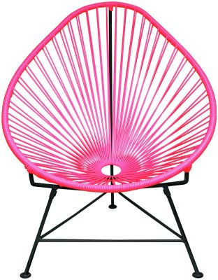 Acapulco Chair (Pink Weave on Black Frame)