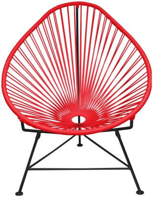 Acapulco Chair (Red Weave on Black Frame)