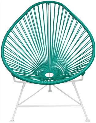 Acapulco Chaise (Tissage Turquoise sur Base Blanche)