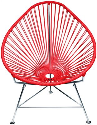 Acapulco Chair (Red Weave on Chrome Frame)