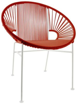 Concha Chair (Red Weave on White Frame)