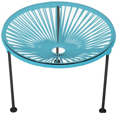 Zicatela Table (Blue Weave on Black Frame)