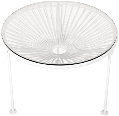 Zicatela Table (White Weave on White Frame)