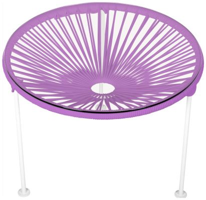 Zicatela Table (Orchid Weave on White Frame)