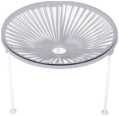 Zicatela Table (Clear Weave on White Frame)