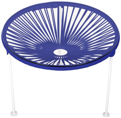 Zicatela Table (Deep Blue Weave on White Frame)