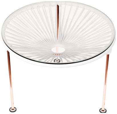 Zicatela Table (White weave on Copper Frame)