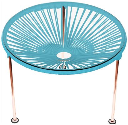 Zicatela Table (Blue weave on Copper Frame)